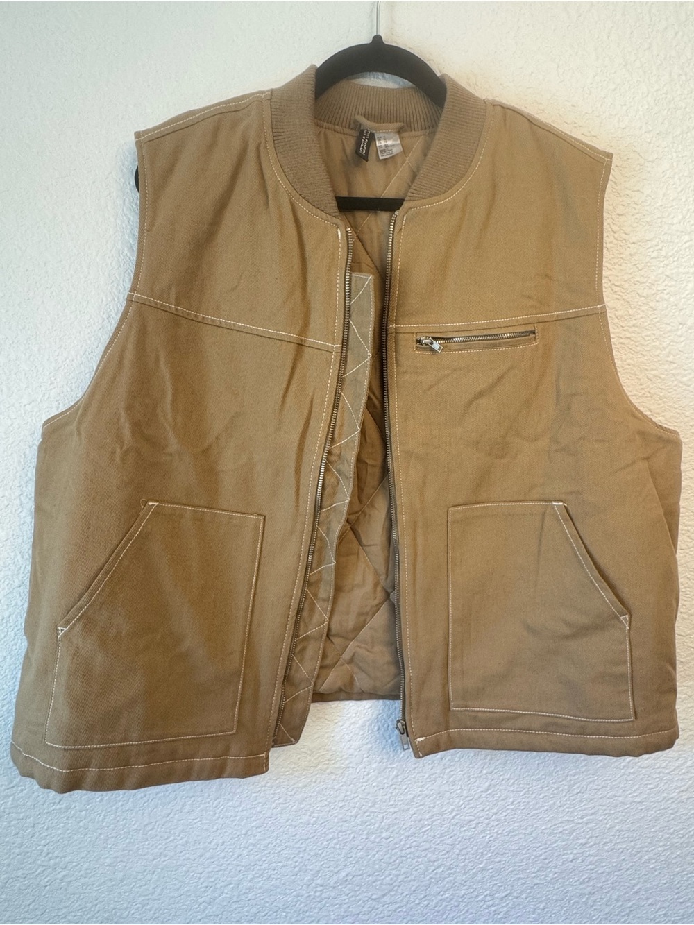 H&M Men's Quilted Work Vest in Tan